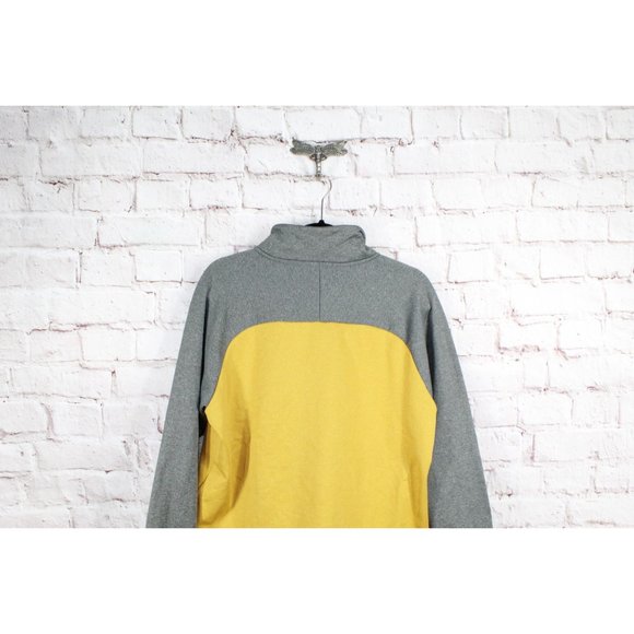 LL Bean Colorblock Gray Yellow Fleece Quarter Zip Pullover Sweater Size M - Picture 8 of 10
